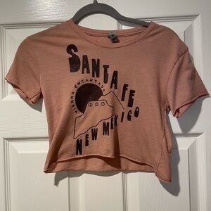 Womens Santa Fe Baby Tee Shirt Size XS Y2K‎ Cropped Crunchy Boho Artsy Whimsical